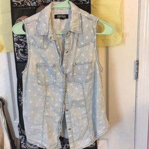 Denim button up tank